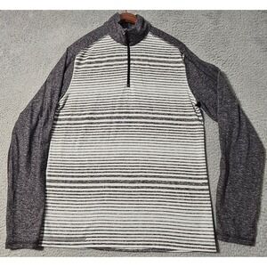 Lululemon Men's Size Large White Gray Striped Long Sleeve Quarter Zip Pullover L